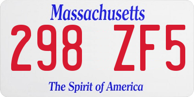 MA license plate 298ZF5