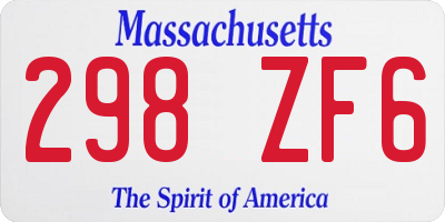 MA license plate 298ZF6