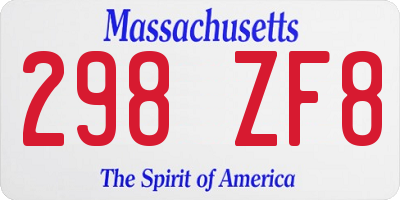 MA license plate 298ZF8