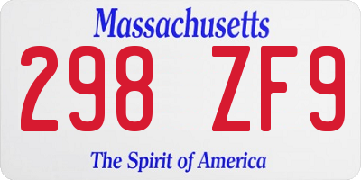 MA license plate 298ZF9