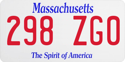 MA license plate 298ZG0