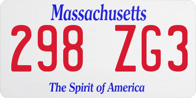 MA license plate 298ZG3