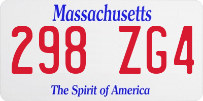 MA license plate 298ZG4