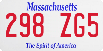 MA license plate 298ZG5