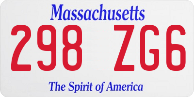 MA license plate 298ZG6