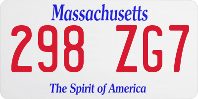 MA license plate 298ZG7
