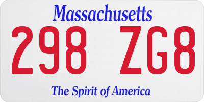 MA license plate 298ZG8