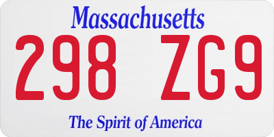 MA license plate 298ZG9