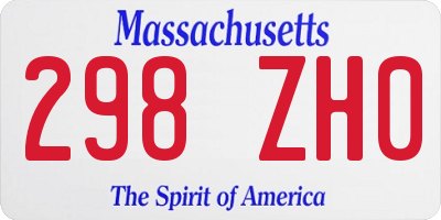 MA license plate 298ZH0