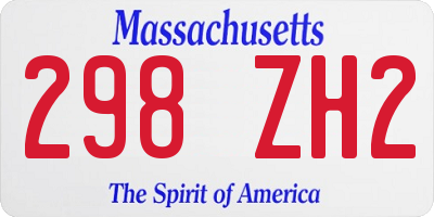 MA license plate 298ZH2