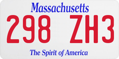 MA license plate 298ZH3