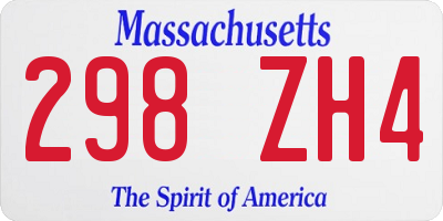 MA license plate 298ZH4