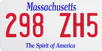 MA license plate 298ZH5