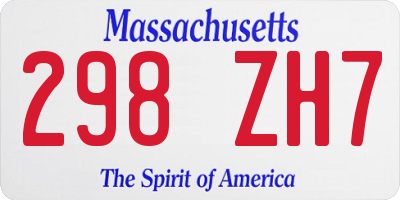 MA license plate 298ZH7