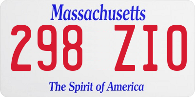 MA license plate 298ZI0
