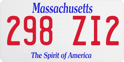 MA license plate 298ZI2