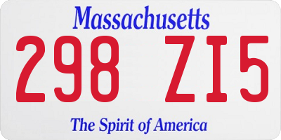 MA license plate 298ZI5