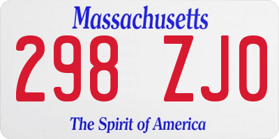 MA license plate 298ZJ0