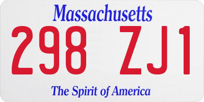 MA license plate 298ZJ1
