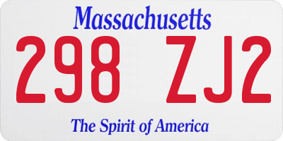 MA license plate 298ZJ2