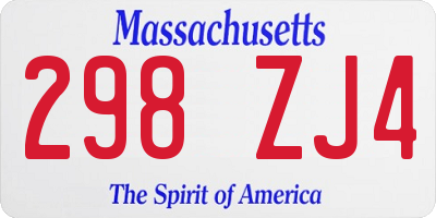 MA license plate 298ZJ4