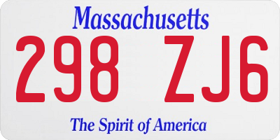 MA license plate 298ZJ6