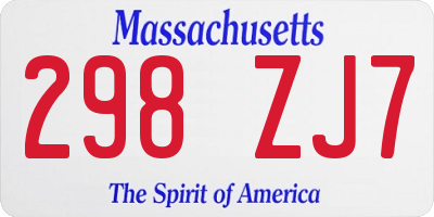 MA license plate 298ZJ7