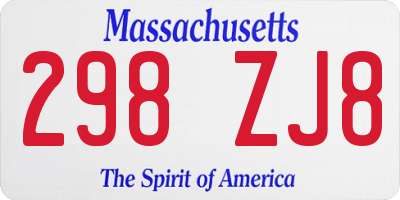MA license plate 298ZJ8