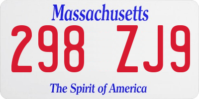 MA license plate 298ZJ9