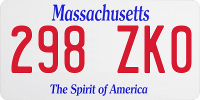 MA license plate 298ZK0