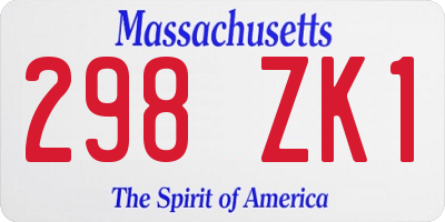 MA license plate 298ZK1
