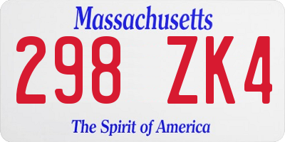 MA license plate 298ZK4