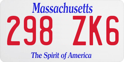 MA license plate 298ZK6
