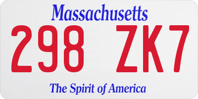 MA license plate 298ZK7