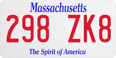 MA license plate 298ZK8