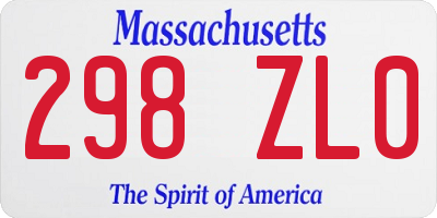 MA license plate 298ZL0