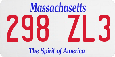 MA license plate 298ZL3