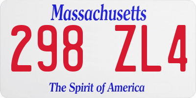 MA license plate 298ZL4
