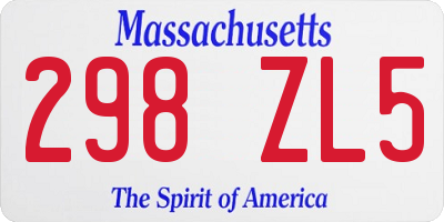 MA license plate 298ZL5