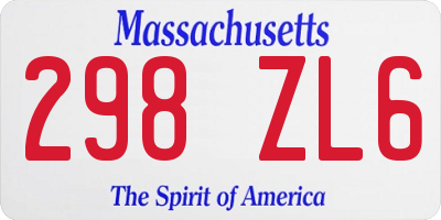 MA license plate 298ZL6