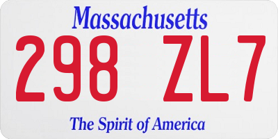 MA license plate 298ZL7