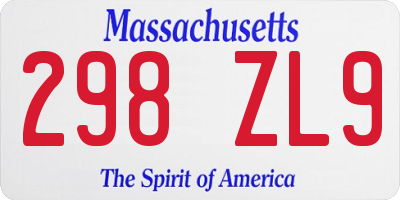 MA license plate 298ZL9