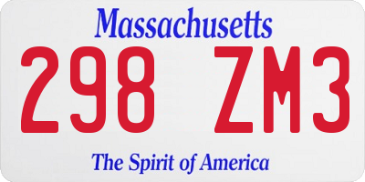 MA license plate 298ZM3