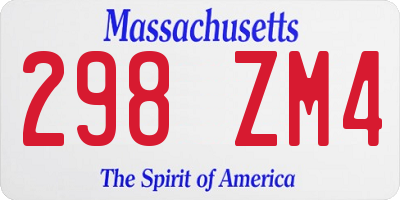 MA license plate 298ZM4