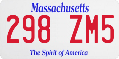 MA license plate 298ZM5