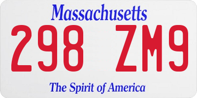 MA license plate 298ZM9