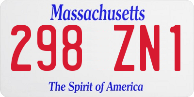 MA license plate 298ZN1