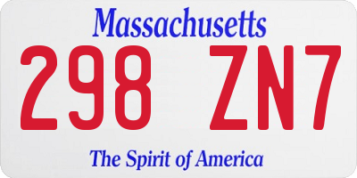 MA license plate 298ZN7