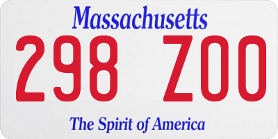 MA license plate 298ZO0