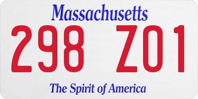 MA license plate 298ZO1